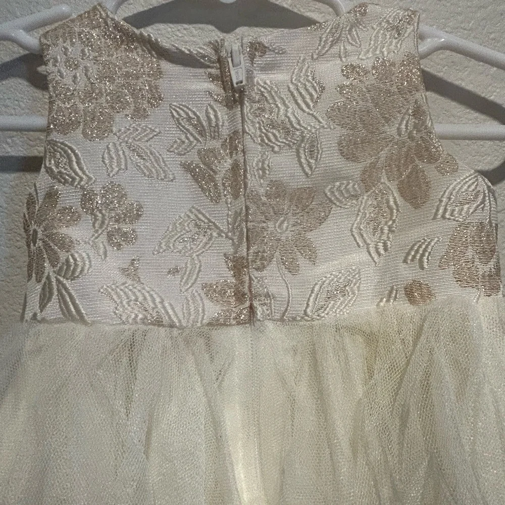Adorable Cream and Gold Floral Easter Dress